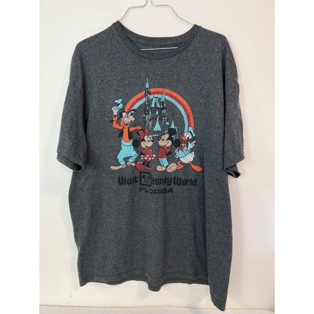 Walt Disney World Florida Gray Men's T-Shirt Tee XL Mickey Minnie Goofy Donald